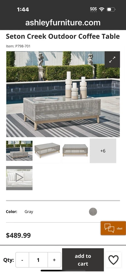 Mesa de centro de exterior Ashley Furniture Seton Creek Foto 1 de 3
