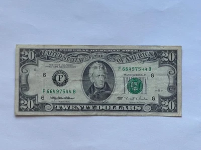 $20 Twenty Dollar Bill Federal Reserve Note 1995 Atlanta F Block  NICE Money  - Image 1 of 3