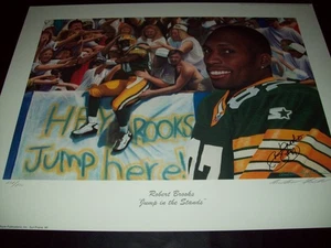 Robert Brooks signierte Lithographie Green Bay Packers SUPER BOWL XXXI CHAMP LIMITIERT - Bild 1 von 8