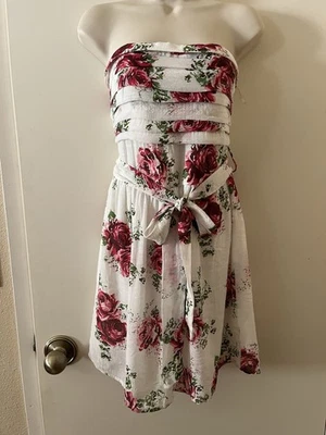 Mini Vestido Poesía Melocotón Talla M Country Core Sin Mangas Elástico Top Cinturón Floral Foto 1 de 4