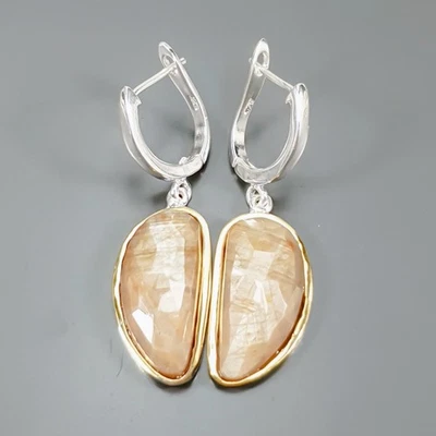 Joyería 28 ct+ Pendientes Zafiro Dorado Natural Plata de Ley 925/E129089 Foto 1 de 4