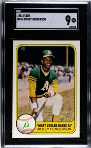 Fleer 351 1981 Rickey Henderson SGC 9 - Imagen 1 de 2
