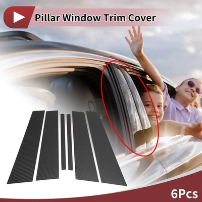 Moldura de ventana de pilar de puerta para KIA Cadenza VG K7 2014-2016 fibra de carbono negra Foto 1 de 4