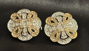 Vintage SIGNED Designer Roman Rhinestone Clip On Earrings Excellent Condition - Picture 1 of 5