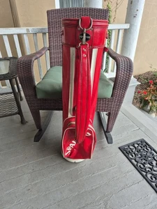 Vintage Bright Red Spaulding Golf Club & Ball Bag - Picture 1 of 8