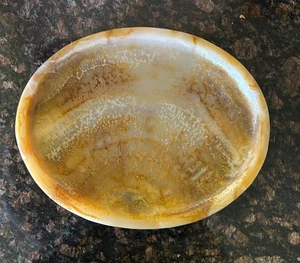 Abigail Ahern X Anthropologie Saluda Oval Tablett Harz Kunststein Karmel RAR - Bild 1 von 6