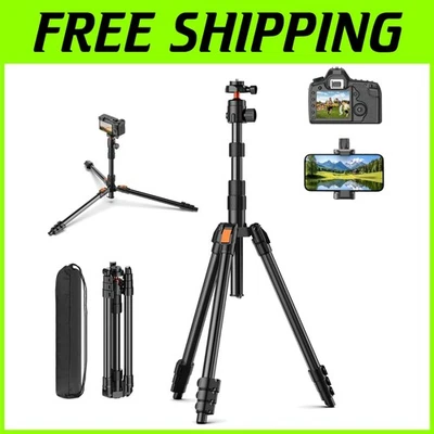 Lightweight 71" DSLR Tripod, 360°Ball Head, Smartphone Mount - Image 1 of 4