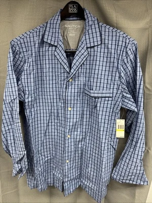Nautica Men's Long Sleeve 100% Cotton Woven Pajama Top - Blue - Medium - New - Imagem 1 de 4