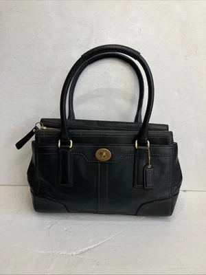 COACH 11047 Hampton Carryall Black Leather Purse Shoulder Bag Satchel Tote - Image 1 of 4