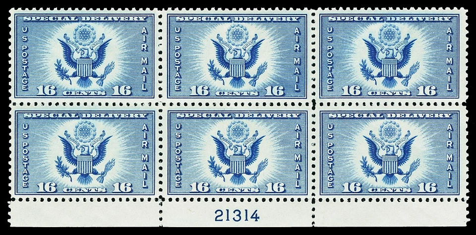 Scott CE1 1934 16c Airmail Special Delivery Plate Blk of 6 Mint VF NH Cat $22.50 - Image 1 of 1