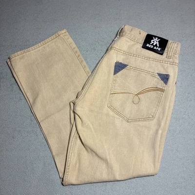 Pantalones de mezclilla vintage Red Ape para hombre talla 36 bordados Y2K grunge beige en muy buen estado Foto 1 de 4