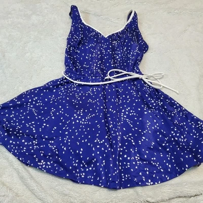 Traje de baño vintage rosa Marie Reid azul blanco falda corbata traje de baño de una pieza 14 Foto 1 de 4