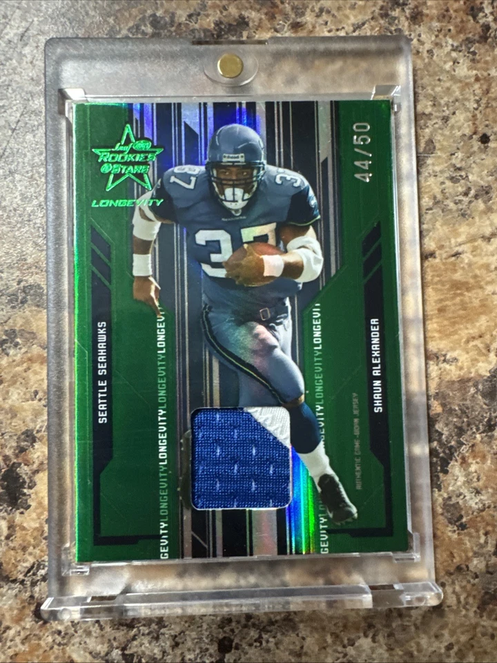 2005 Leaf Rookies & Stars Longevity - Shaun Alexander Emerald Materials /50 - Image 1 of 1