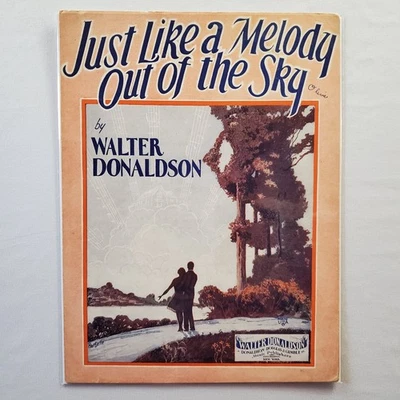 Hermosa partitura piano voz Uke Just Like a Melody Out of the Sky 1928 de colección Foto 1 de 4