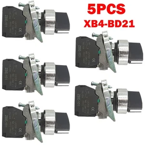 Interruptor selector 5 piezas XB4-BD21 metal negro 22 mm 2 posiciones permanecer puesto 1NO XB4BD21 EE. UU. - Imagen 1 de 15