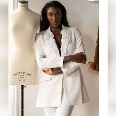 NUEVO CON ETIQUETAS $795 UNGARO Cleo Apliques Florales Chaqueta Blazer Talla XXL Foto 1 de 4