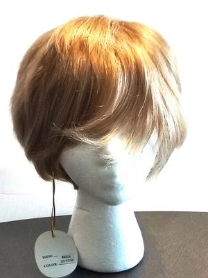 Peluca corta de cabello humano marrón claro. Gorra estilo clásico, con flequillo. Nunca usado Foto 1 de 4