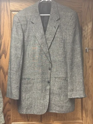 Patrick James 100% Silk Sport Coat Blazer Gray Textured Tweed 2-Button 42R Mens - Image 1 of 4