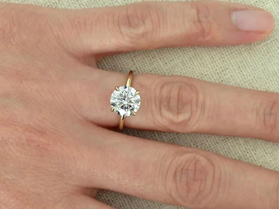 3.00Ct Round Lab Grown IGI Certified Diamond Wedding Ring 14K Solid Yellow Gold - Image 1 of 4