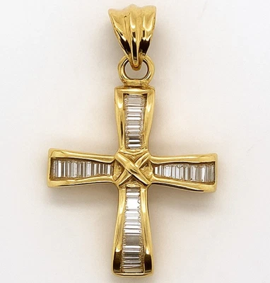 18K 750 Gelb Gold Anhänger 22 Diamanten 0,486ct VS-Si Baguette Unikat Neuwertig - Bild 1 von 4