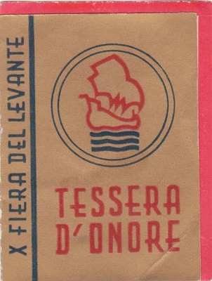 TESSERA 1939 X FIERA DEL LEVANTE BARI - Immagine 1 di 3