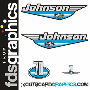 Johnson 70hp two stroke outboard engine decals/sticker kit (blue design) - Picture 1 of 1