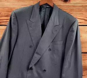 Canali Wool Blazer Men 44L Pinstripe Charcoal Suit Sport Coat Lana Barcelino 120 - Picture 1 of 15