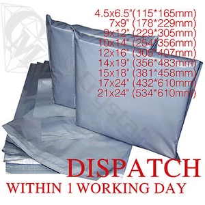 Grau Kunststoff Stark Verpackung Post Polyethylen Versandtasche 13 Größen Versandtaschen CS - Bild 1 von 1