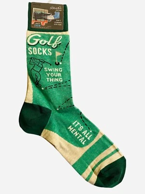 Golf Swing Your Thing Men's Crew Green Socks Blue Q Funny Gift 7-12 Fathers Day - Image 1 of 4