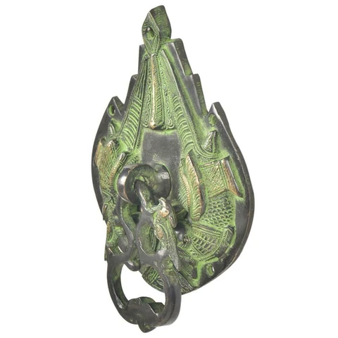 Antique Ornate Green Patina Parrot Bird Door Knocker Door Bell Cover