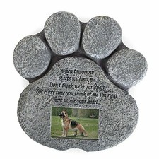 Pet Memorial Stone for Cats and Dogs – Paw Shaped Headstone with Loss