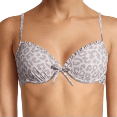 XOXO Ruffle Trim Push-Up Leopard Print Bikini Top for Juniors, Size L, NWT - Изображение 1 из 4