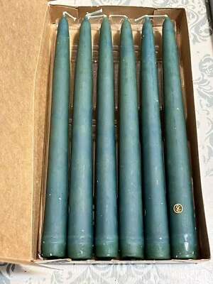 Velas de cena cónicas PartyLite verde perenne de 10" P0750 sin perfume 6 nuevas en caja Foto 1 de 4