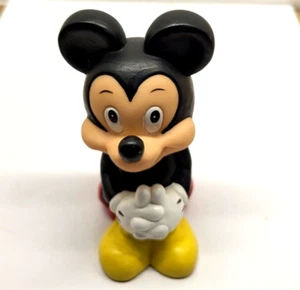 4 3/8" Mickey Mouse Rubber Squeaky Toy Sitting Disney Vintage (G41B2) - Picture 1 of 7