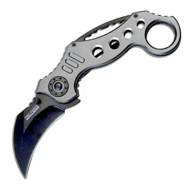 CUCHILLO PLEGABLE TÁCTICO BOLSILLO COMBATE KARAMBIT TAC-FORCE ASISTENCIA DE RESORTE HOJA ABIERTA Foto 1 de 4