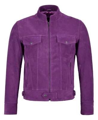 New Men's Stand Collar Suede Jacket 100% Soft Sheepskin Stylish Slim Fit Jacket - Image 1 of 4