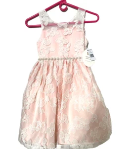 American Princess Pink & beige Embroidered Girls NEW party fancy dress Sz 7 - Picture 1 of 4