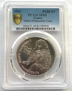 France 1993 Marie 100 Francs PCGS SP69 Essai Silver Coin,Matte,Rare - Picture 1 of 3