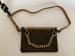 MICHAEL KORS Women MK Signature Brown Chocolate BELT BAG Pouch Funny Pack Size M - Picture 1 of 7