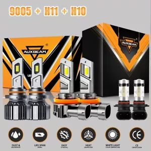 AUXBEAM 9005 H11 H10 LED Headlight CANBUS High Low Beam 6500K Super Bright White - Picture 1 of 12