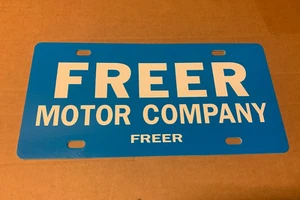 Placa de matrícula de refuerzo de concesionario de automóviles Freer Motor Company Texas Chevy - Imagen 1 de 2