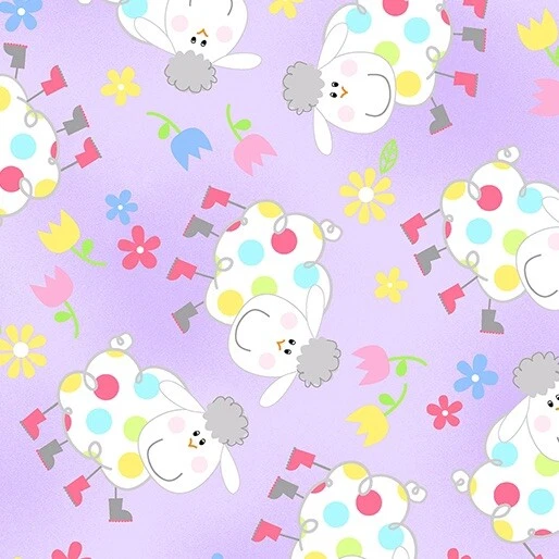 Tela de oveja elástica Fat Quarter Benartex hippity hoppity 100 % algodón Foto 1 de 1