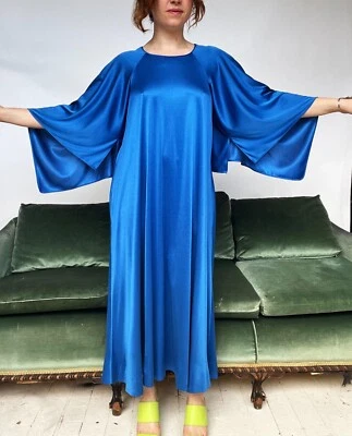 Maxi Vestido Tejido Jersey Manga Ángel Años 70 M Foto 1 de 4