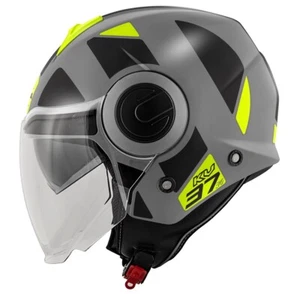 CASCO HELMET MOTO JET KAPPA KV37 STYLE TITANIO NERO GIALLO FLUO OPACO TG M - Picture 1 of 1