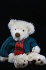 Russ Berrie Bundles Christmas Teddy  Bear 24 inch sweater and red Tartan scarf