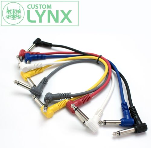6 x 30cm Mono Right Angled Jack Patch cables. Guitar Effects FX Pedal Leads 1/4"