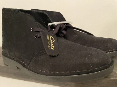 CLARKS Desert Boot BLACK Suede Black Soles Women’s US 9 / UK 6.5 Ankle Boots NEW - Image 1 of 4