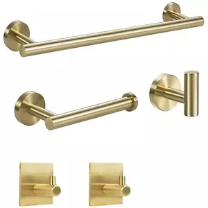 5in1 Handtuchhalter haken Wand halterung Gewand haken Badezimmer Gold - Bild 1 von 6