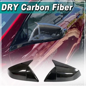 For Tesla Model S Plaid 2021-2024 DRY CARBON FIBER Side Wing Mirror Cover Caps - Picture 1 of 11