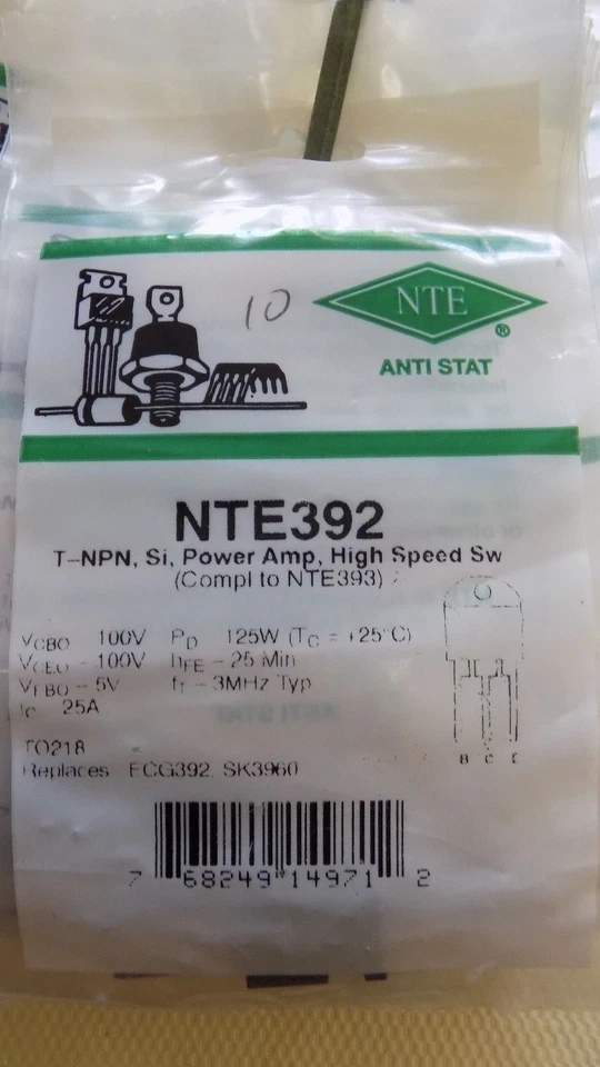 BRAND NEW LOT SEAL 68 NTE NTE392 TRANSISTOR - Image 1 of 2